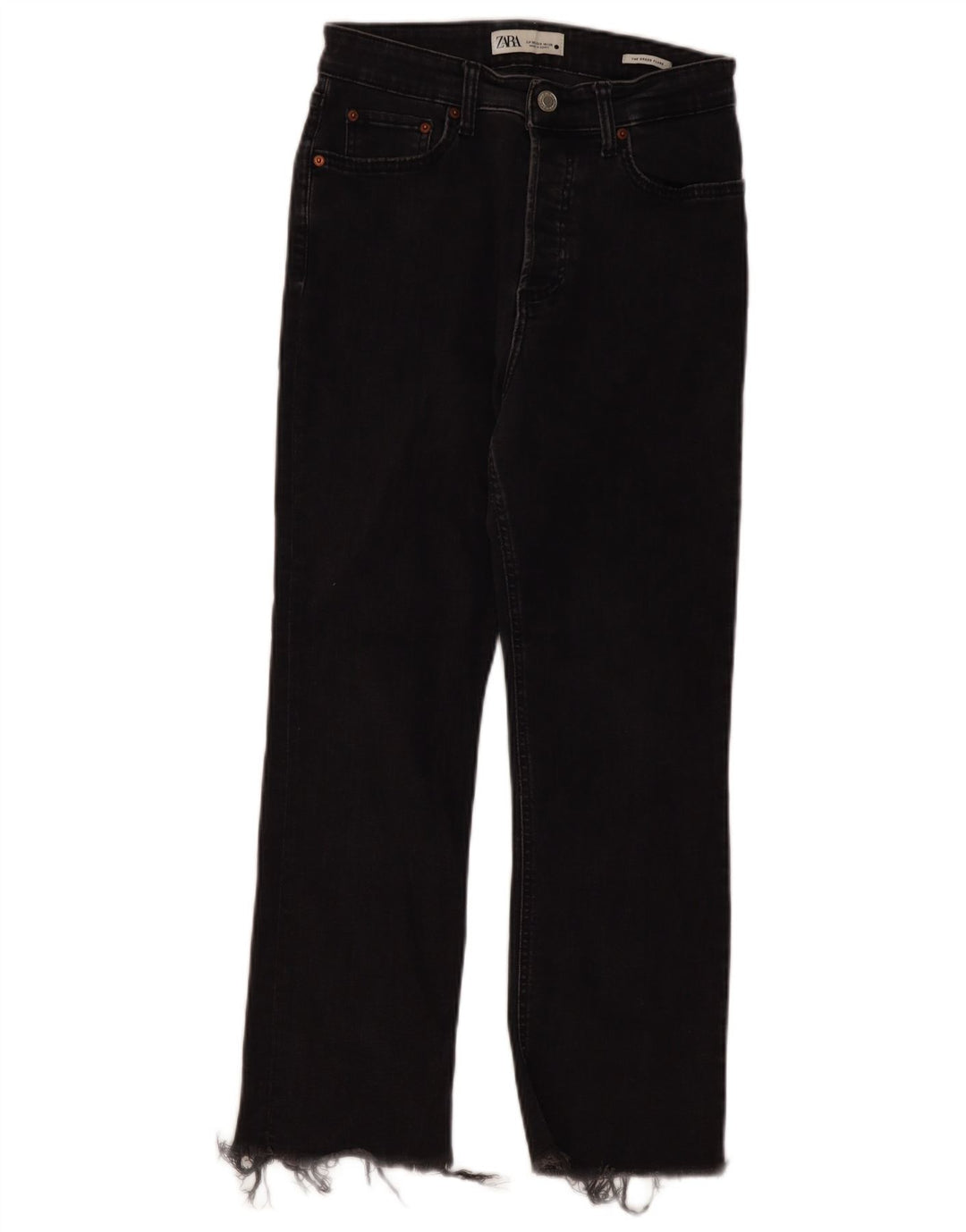 Zara Dame Højtaljede Flared Jeans EU 38 Small W28 L26 Sort
