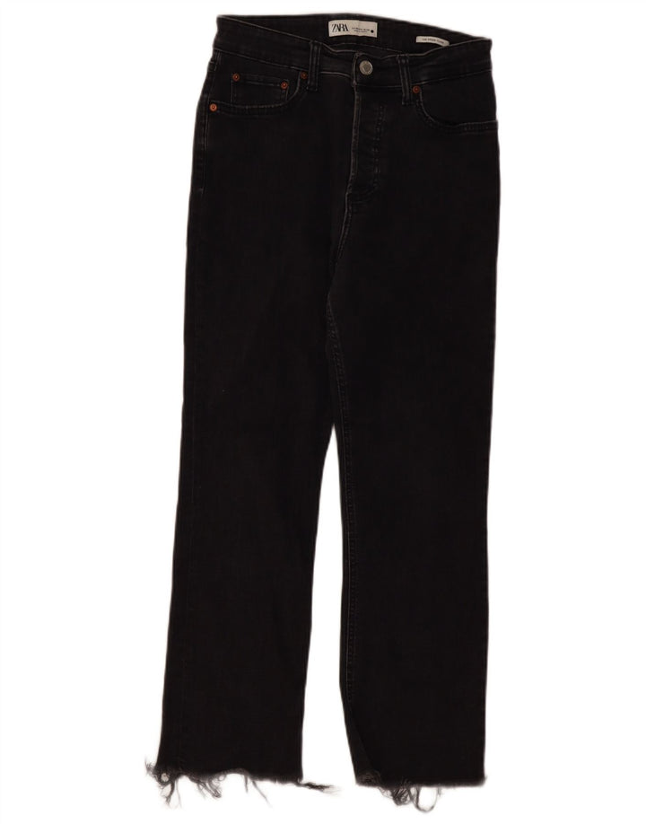 Zara Dame Højtaljede Flared Jeans EU 38 Small W28 L26 Sort