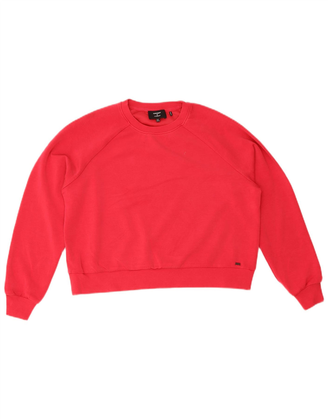 Superdry Womens Crop Oversized Sweatshirt Jumper UK 8 Lille rød polyester