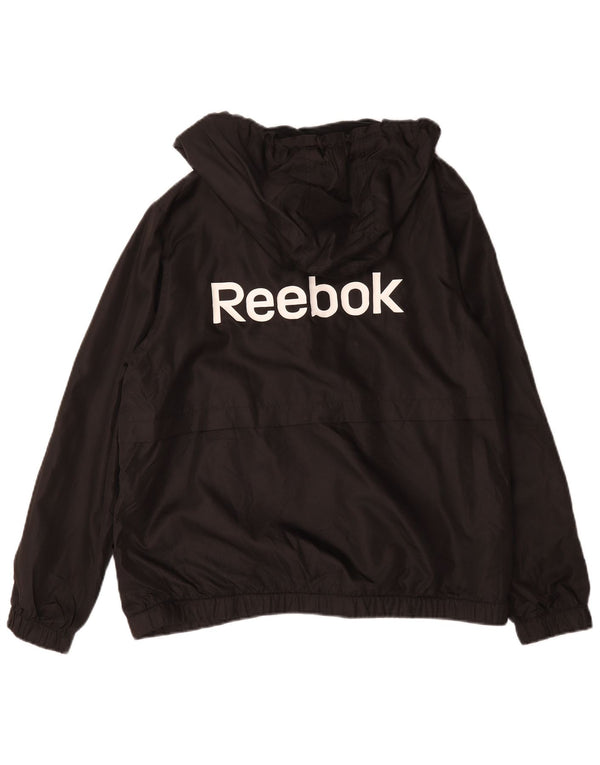 Reebok Herre Hooded Bomber Jacket UK 40 Large Black Polyester
