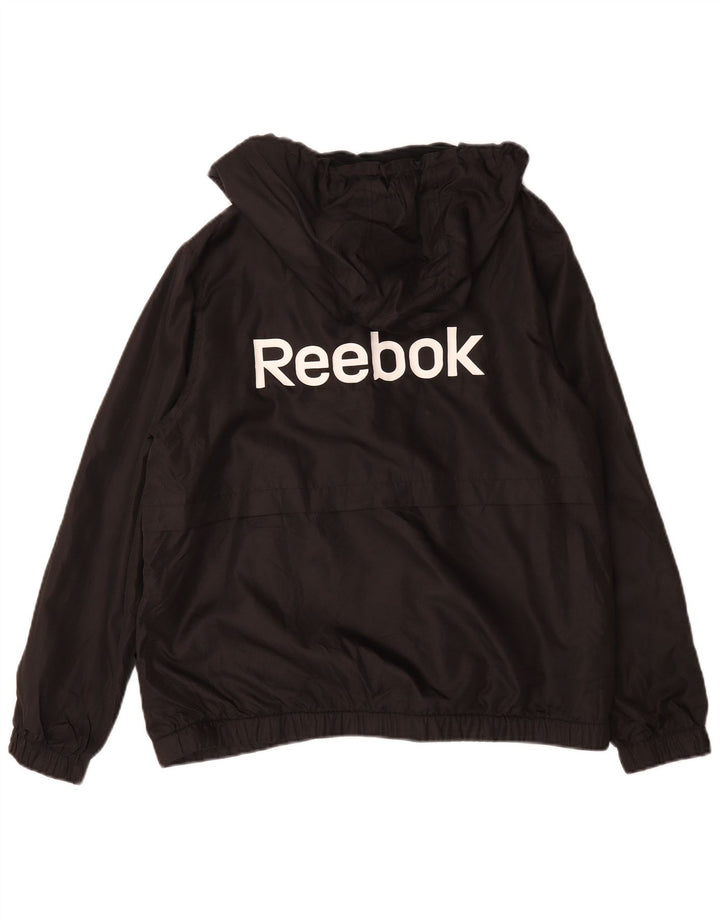 Reebok Herre Hooded Bomber Jacket UK 40 Large Black Polyester