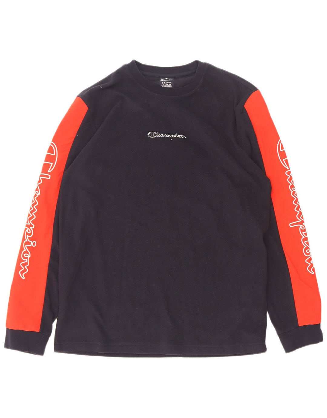 Champion Herre Graphic Fleece Jumper XL Navy Blue Colourblock Polyester