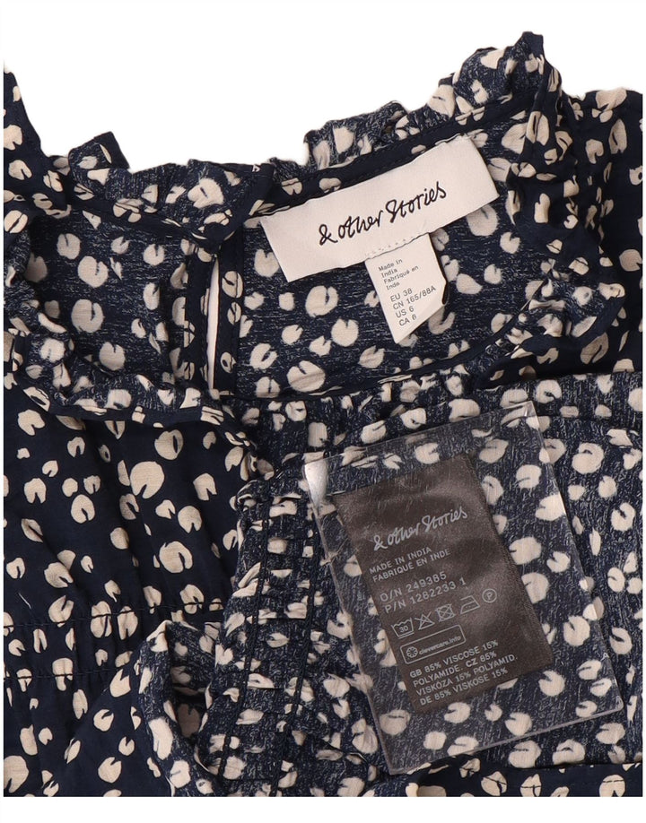 & ANDRE HISTORIER Dame bluse Top EU 38 Medium Navy Blue Floral Viscose