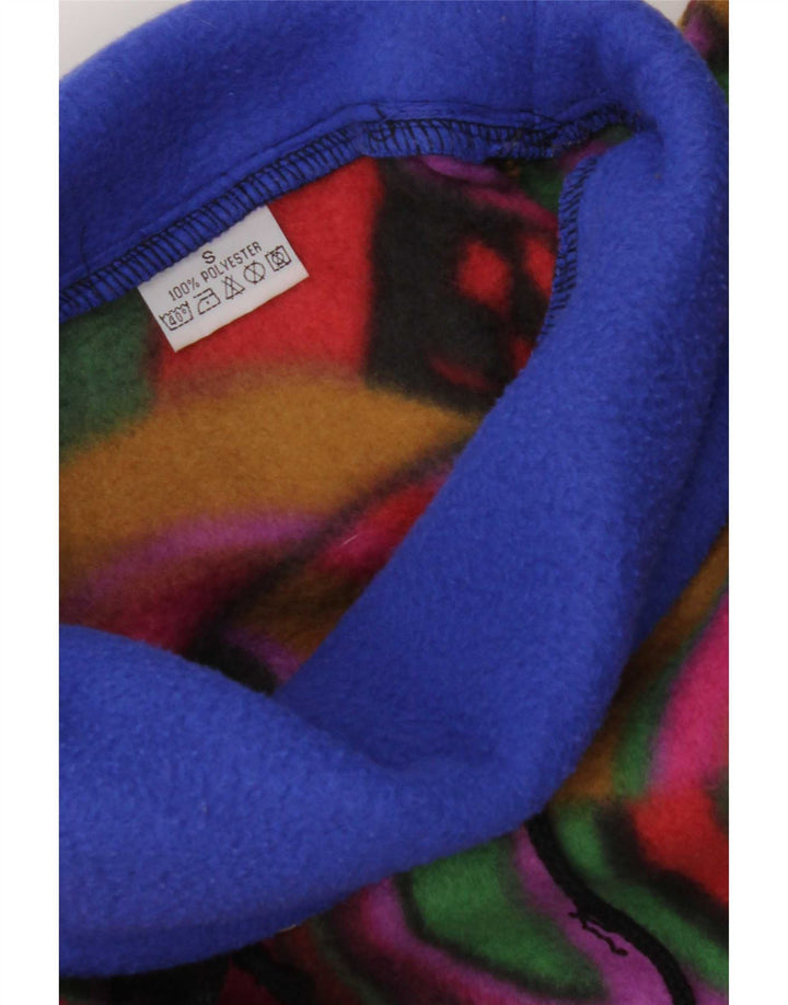 Vintage Herre Loose Fit Fleece Jumper Lille Flerfarvet Geometrisk