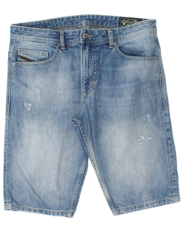 DIESEL Herre Distressed Denim Shorts W34 Large Blue Cotton