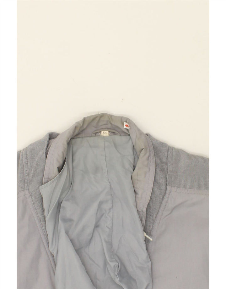 VINTAGE Mens Hooded Bomber Jacket IT 54 2XL Grey Colourblock Polyester Vintage Vintage and Second-Hand Vintage from Messina Hembry 