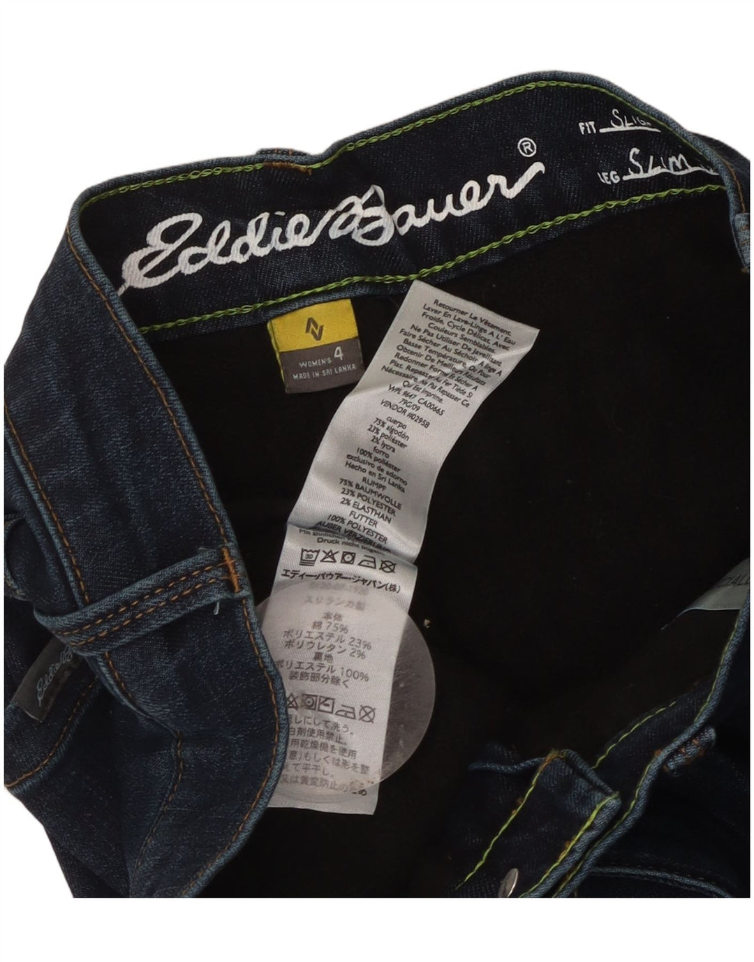 Eddie Bauer Dame Slightly Curvy Slim Jeans US 4 Small W28 L31 Navy Blue