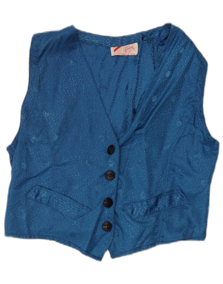 Vintage damevest UK 12 Medium Blue Geometric Classic