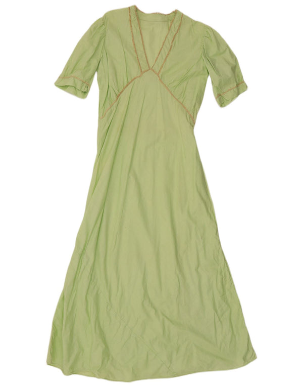 Vintage Dame Maxi Dress UK 16 Large Green