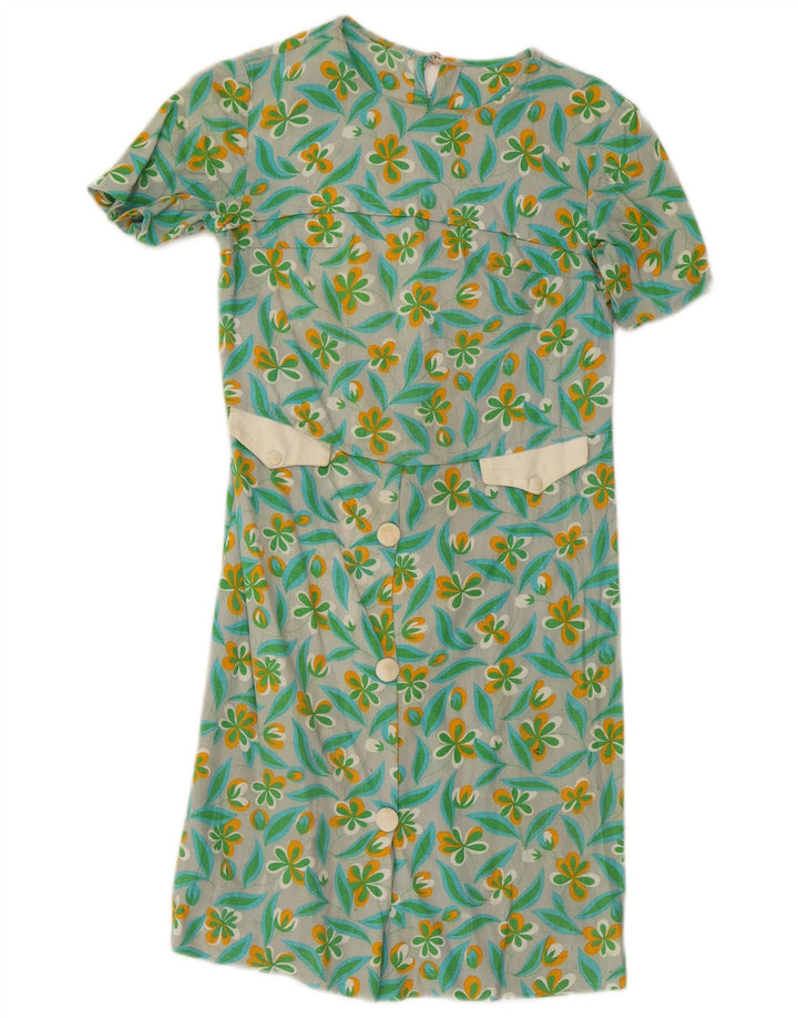 Vintage Dame Shift Dress UK 10 Small Green Floral