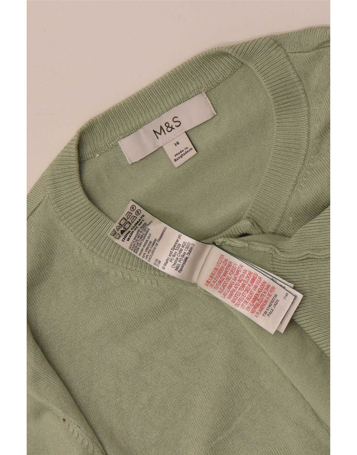 Marks & Spencer Dame Cardigan Sweater UK 14 Medium Green Viscose