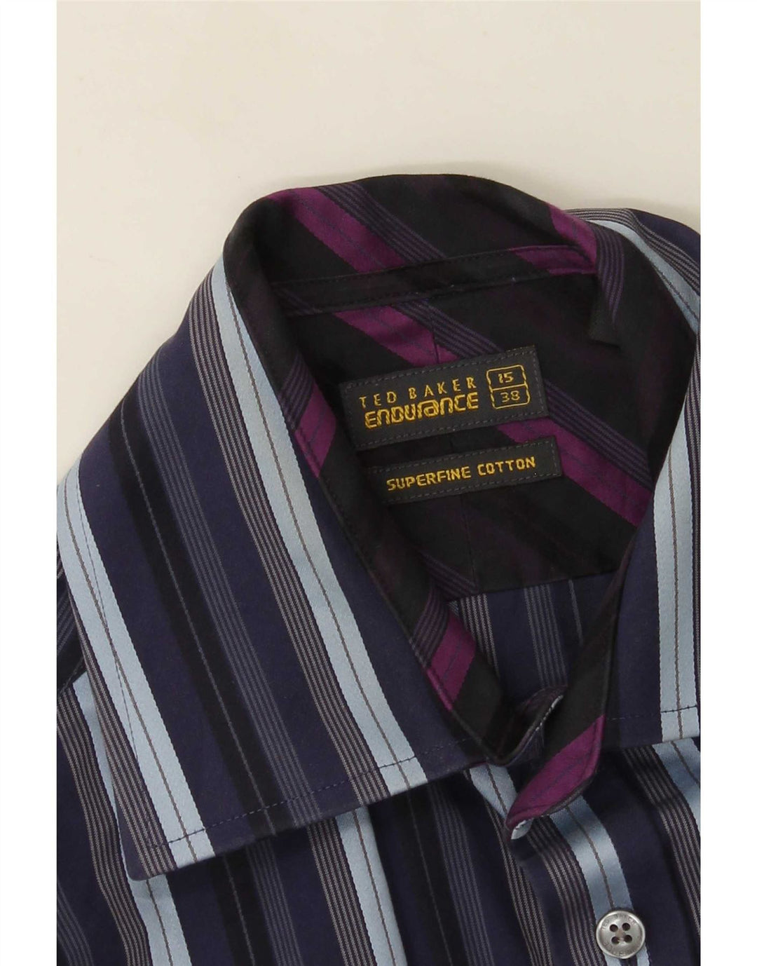 Ted Baker Herre formel skjorte str. 38 15 Mellem marineblå stribet bomuld