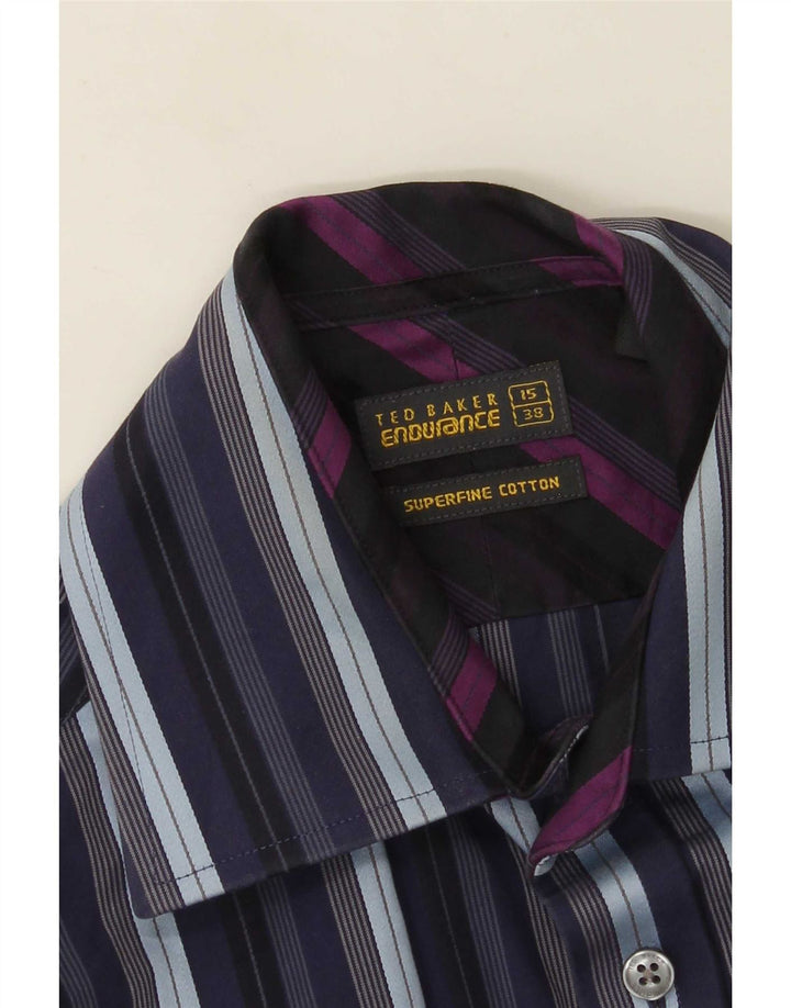 Ted Baker Herre formel skjorte str. 38 15 Mellem marineblå stribet bomuld