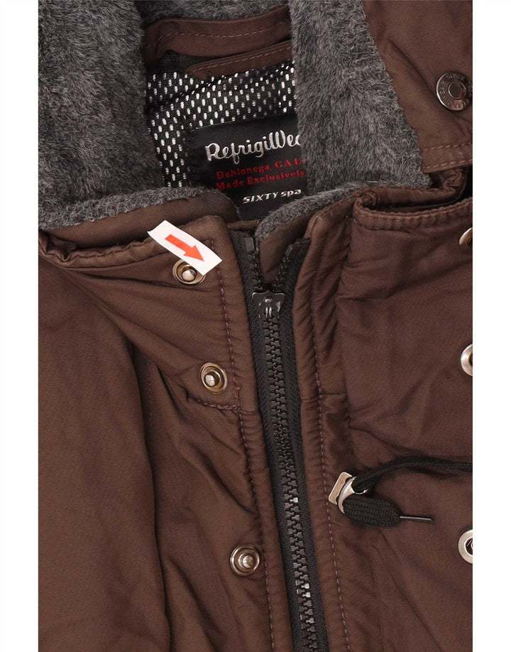 Refrigiwear Herre Hooded Windbreaker Jacket UK 38 Medium Brun Polyamid