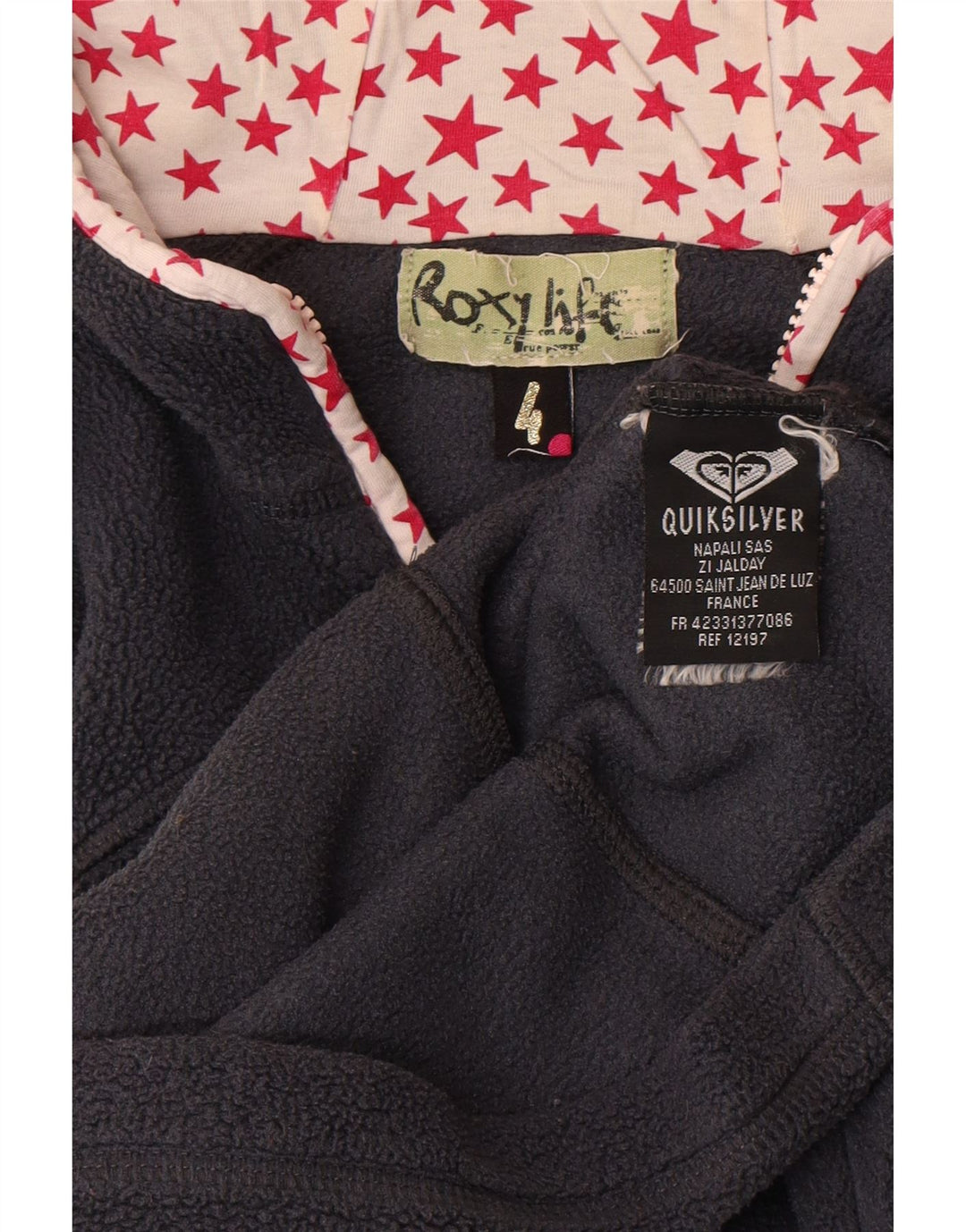 Quiksilver Dame Roxy Hooded Fleecejakke US 4 Small Navy Blue Polyester