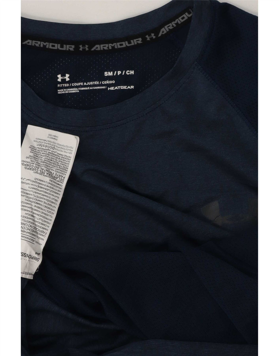 Under Armour Herre Heat Gear T-Shirt Top Small Navy Blue Polyester