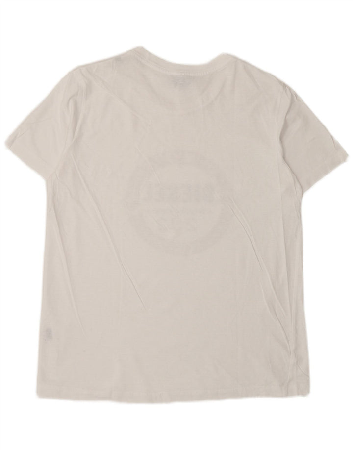 DIESEL Herre Grafisk T-Shirt Top Medium Hvid