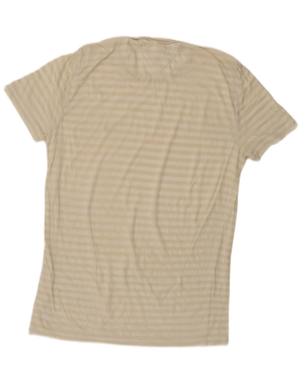 Tommy Hilfiger Herre Slim Fit T-Shirt Top XL Beige Stribet Bomuld