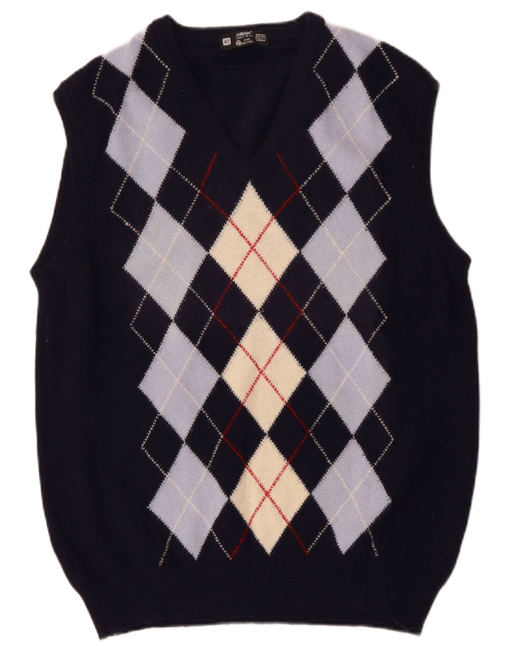 ST MICHAEL Herrevest Tank Top IT 52/54 Large Navy Blue Argyle/Diamond