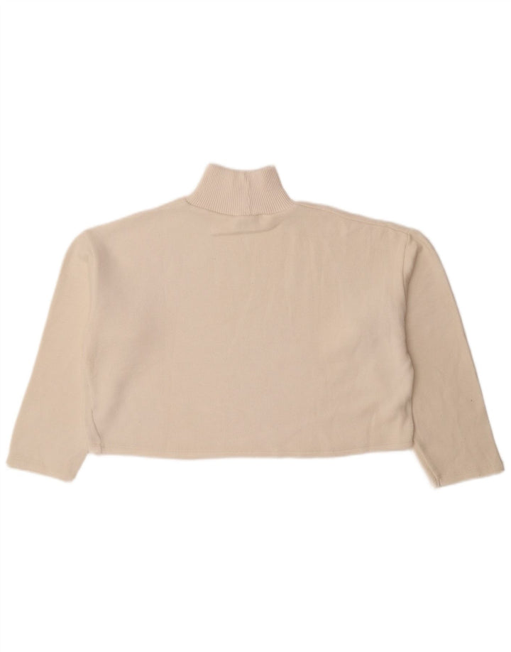 Zara Womens Crop Oversized Turtle Neck Jumper Sweater UK 10 Small Off White