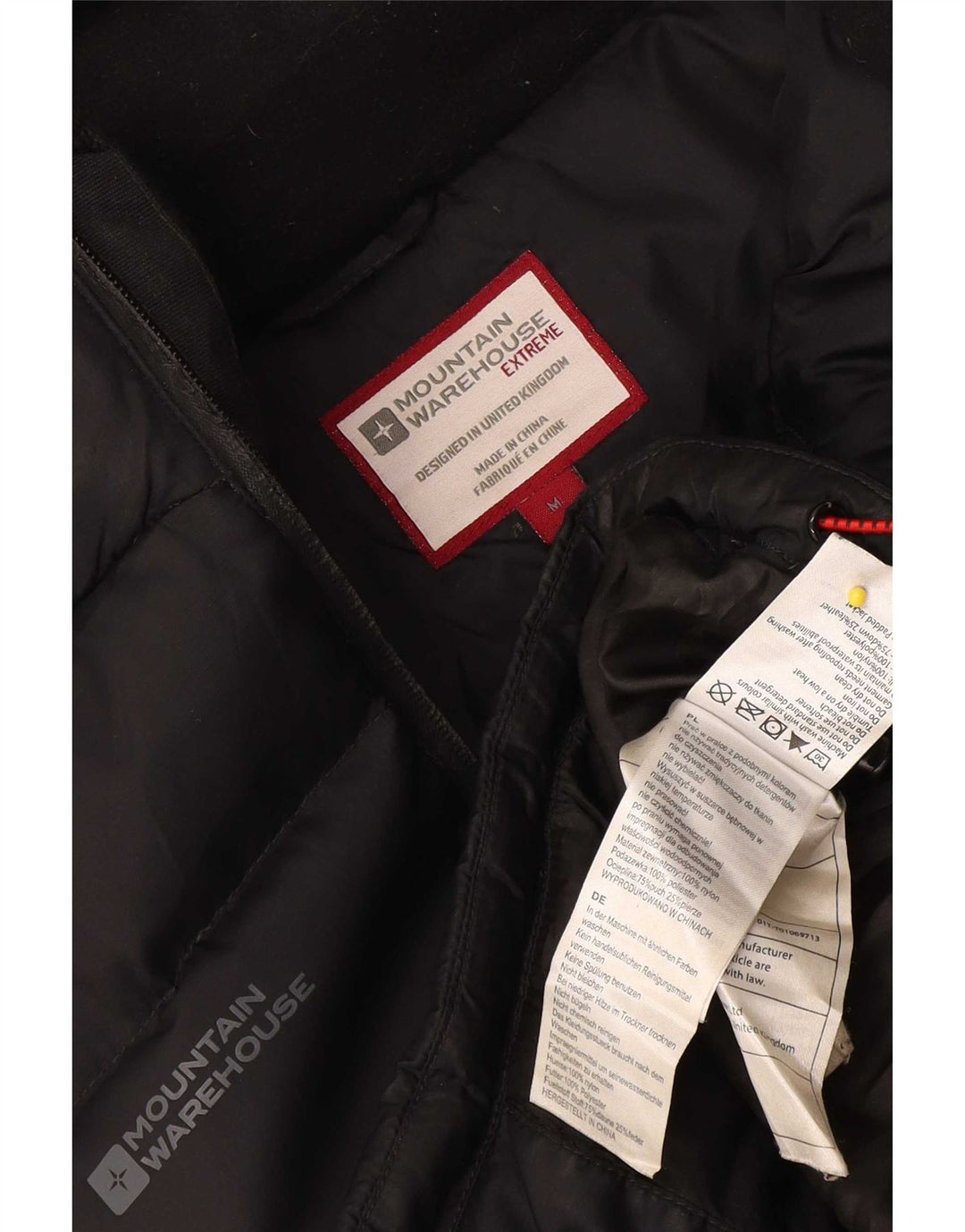 Mountain Warehouse Herre hættepolstret jakke UK 38 Medium Sort Nylon