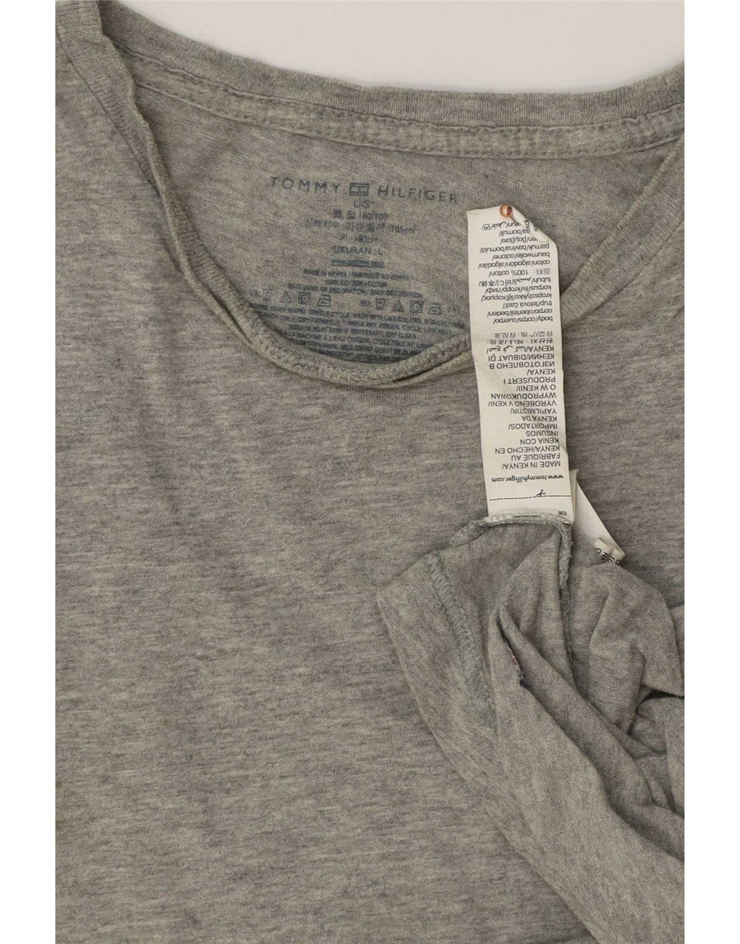 Tommy Hilfiger Herre T-Shirt Top Stor Grå Bomuld