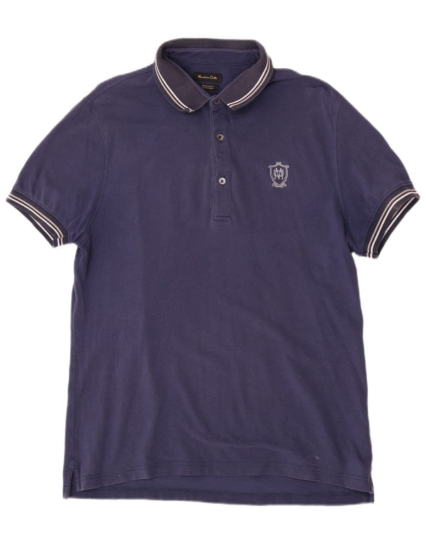 Massimo Dutti Herre Kortærmet Regular Fit Polo Shirt Large Navy Blue