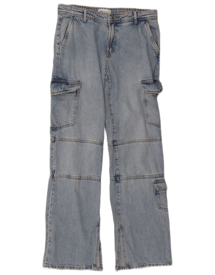 Zara Dame Cargo Straight Jeans EU 38 Small W32 L32 Blå