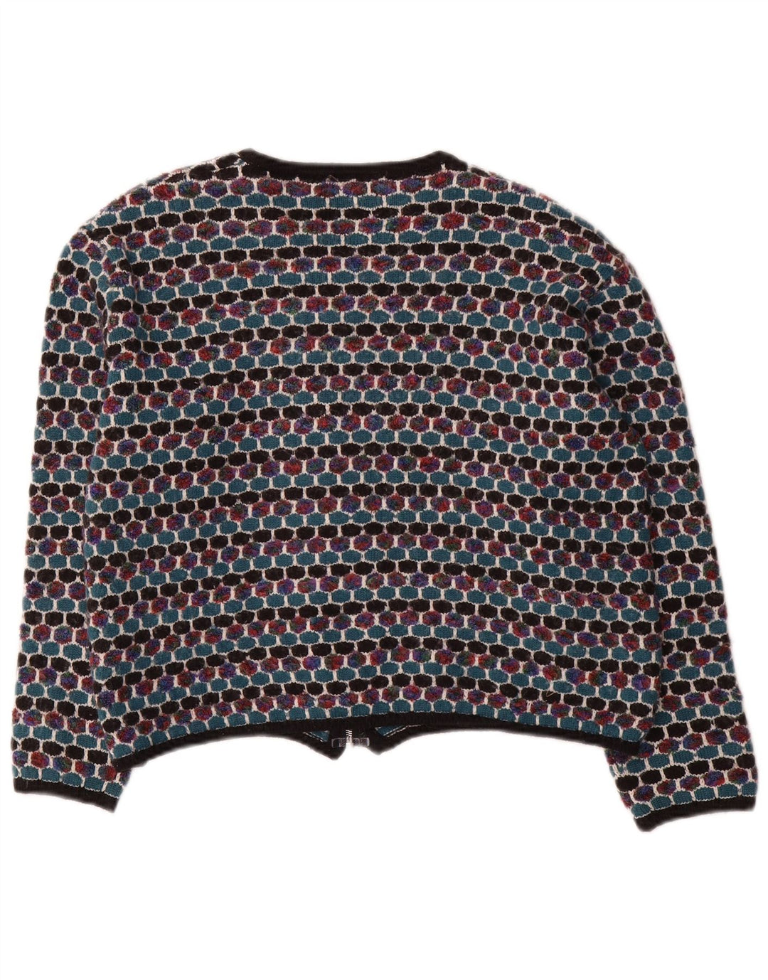 Ella Dame Cardigan Sweater UK 16 Stor Flerfarvet Geometrisk