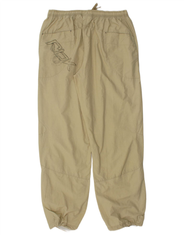 REEBOK Mens Graphic Tracksuit Trousers Large  Beige Nylon
