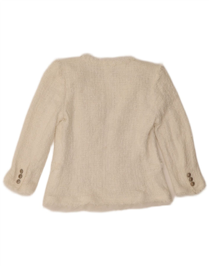 Zara Womens Crop 3/4-ærmet blazerjakke UK 8 Small White