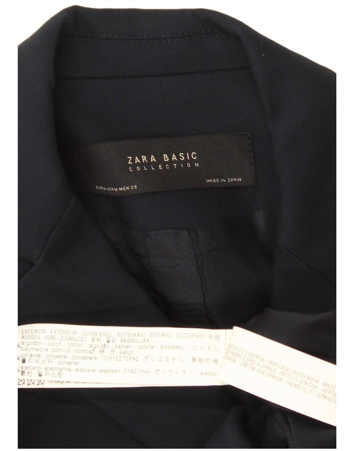 Zara Dame 1 Knap Blazer Jacket UK 12 Medium Navy Blue Bomuld