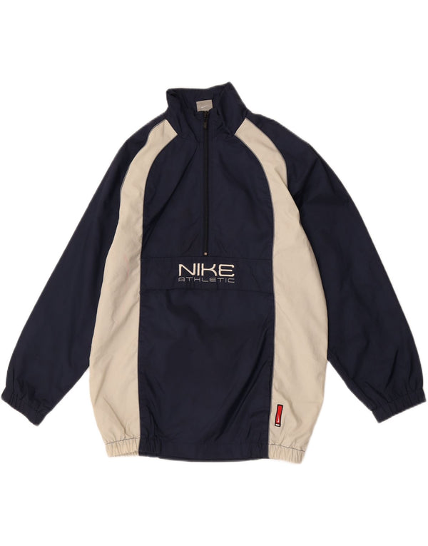 Nike Boys Graphic Rain Jacket 11-12 Years Large Navy Blue Colourblock