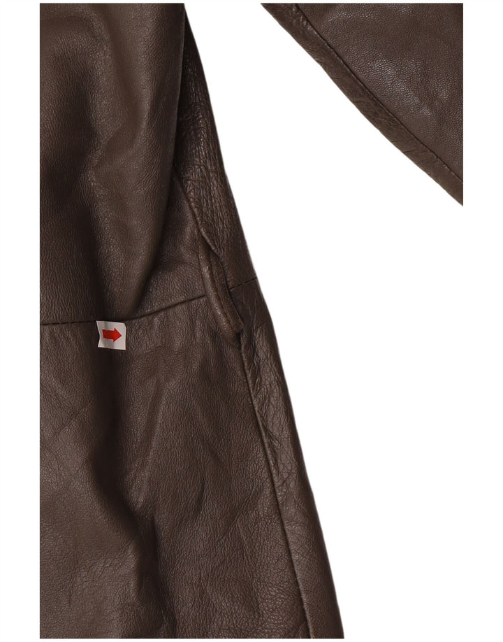 Vintage Herre Military Læderjakke IT 56 3XL Grå Læder