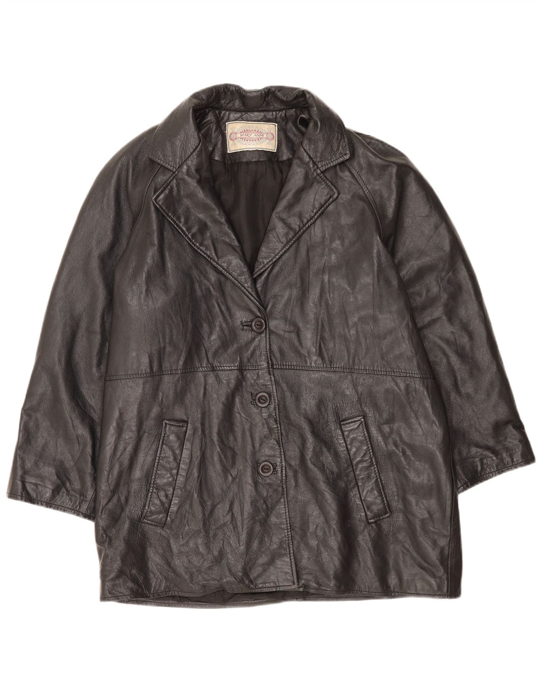 Mary Anne Dame Læderjakke UK 18 XL Sort