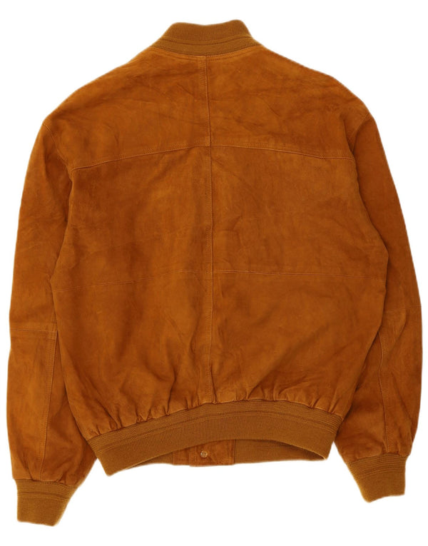 Vintage Mens Suede Bomber Jacket IT 48 Medium Beige Leather