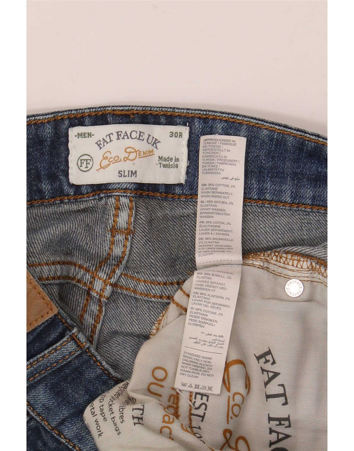 Fat Face Herre Slim Jeans W30 L32 Blå Bomuld