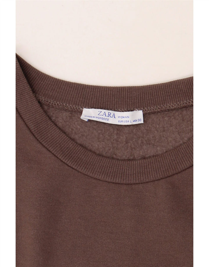 ZARA Womens Sweatshirt Jumper UK 16 Large Brown Polyester Vintage Zara and Second-Hand Zara from Messina Hembry 