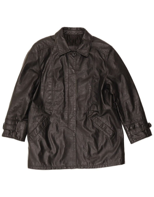Lavorazione Artigiana Womens Leather Coat IT 46 Large Black