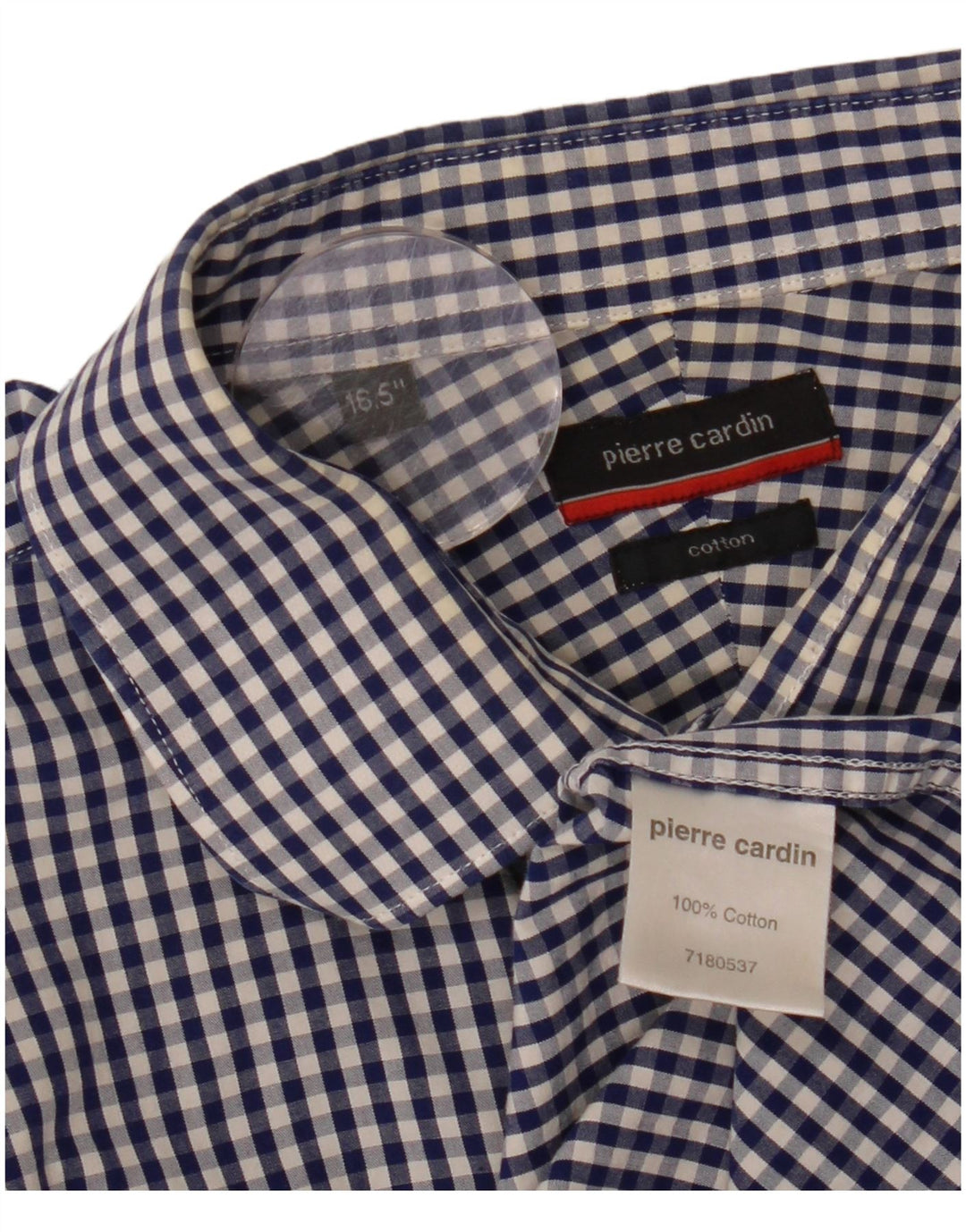 Pierre Cardin Herreskjorte str. 16 1/2 Large Navy Blue Gingham Cotton