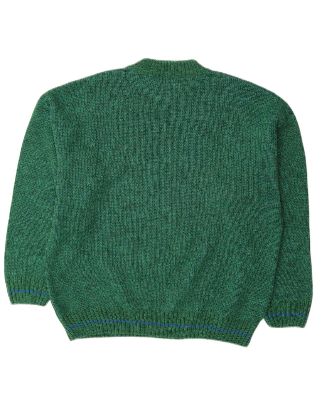 Vintage Herre grafisk rund hals sweater IT 52 stor grøn