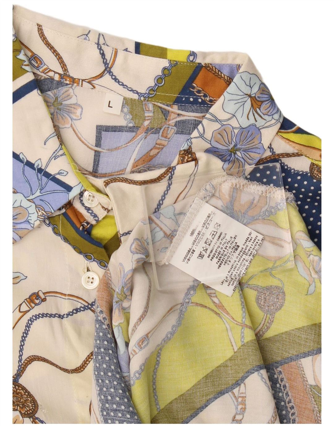 Vintage kvinders abstrakt mønster skjorte bluse UK 14 Large Multicolor