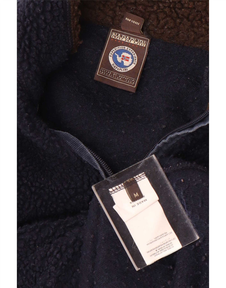 Napapijri Herre grafisk lynlås hals Fleece Jumper Medium Navy Blue Polyester