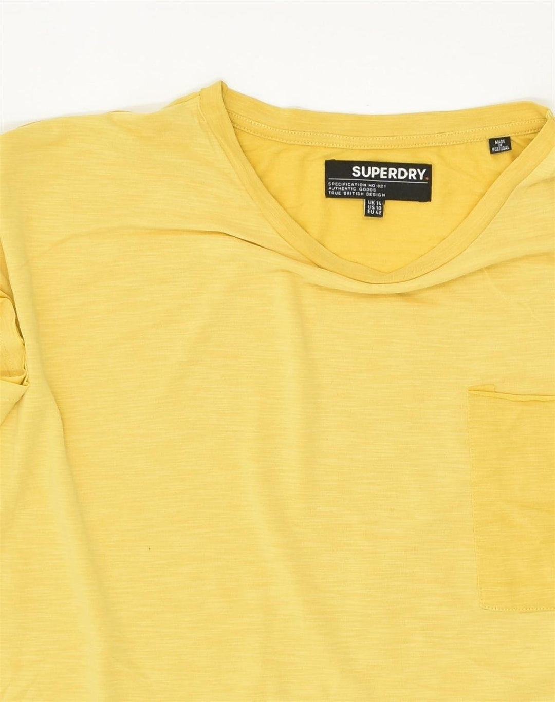 SUPERDRY Womens Oversized Crop Top UK 14 Large  Yellow | Vintage Superdry | Thrift | Second-Hand Superdry | Used Clothing | Messina Hembry 