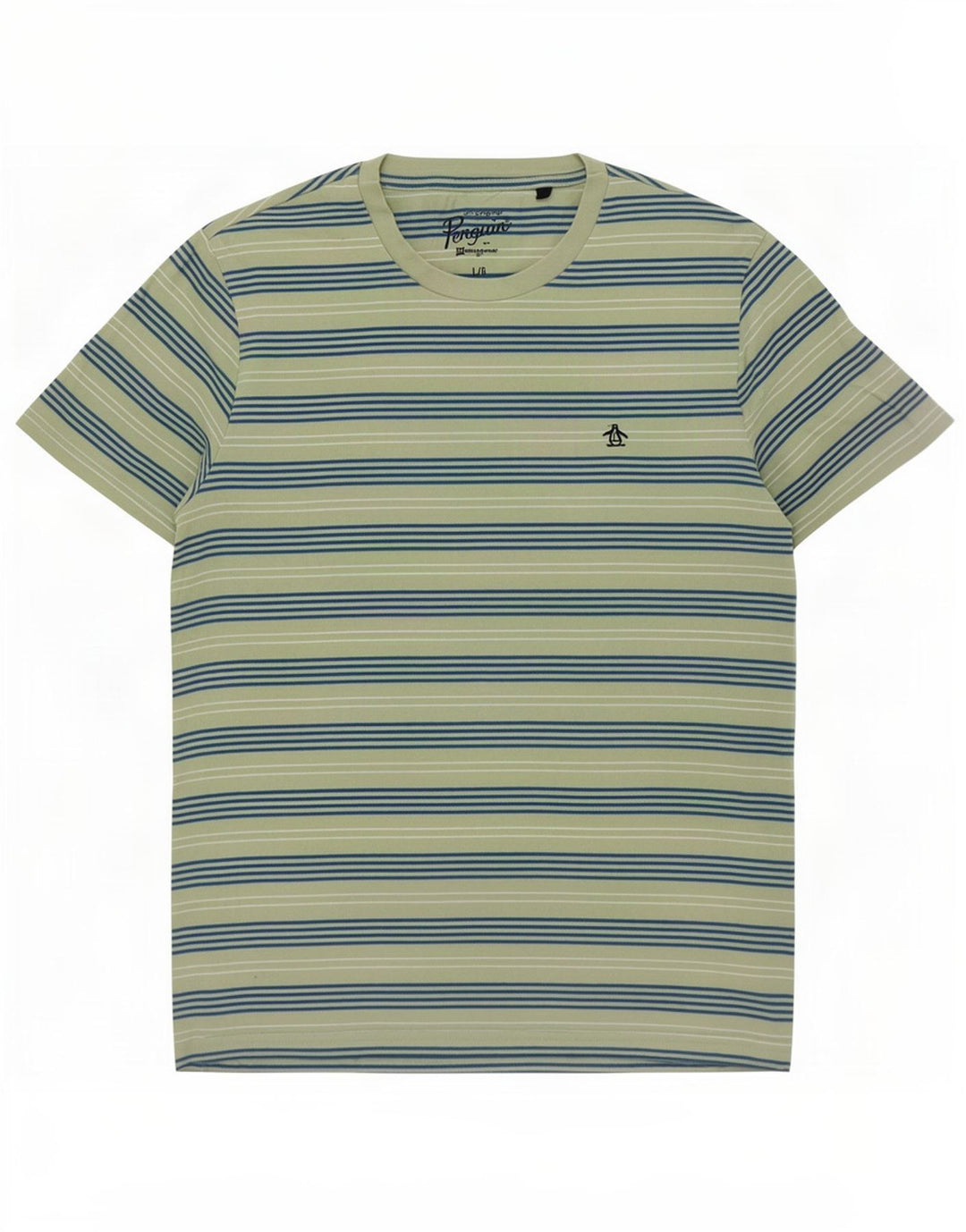 Penguin Herre T-Shirt Top Stor Grøn Stribet