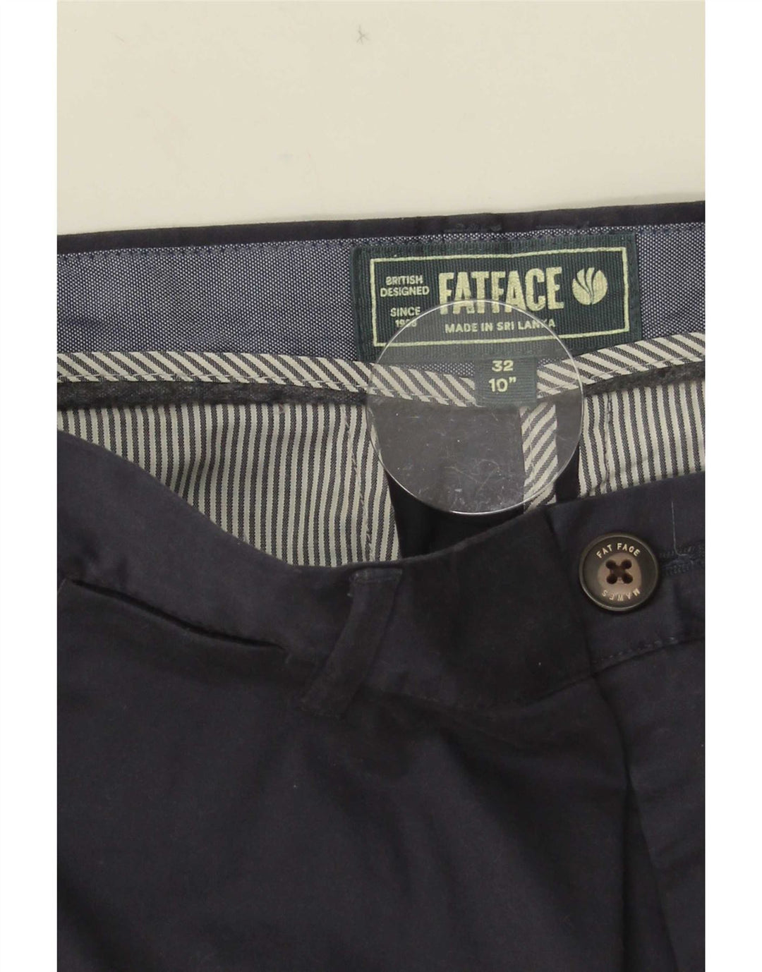 Fat Face Herre Chino Shorts W32 Medium Navy Blue Bomuld