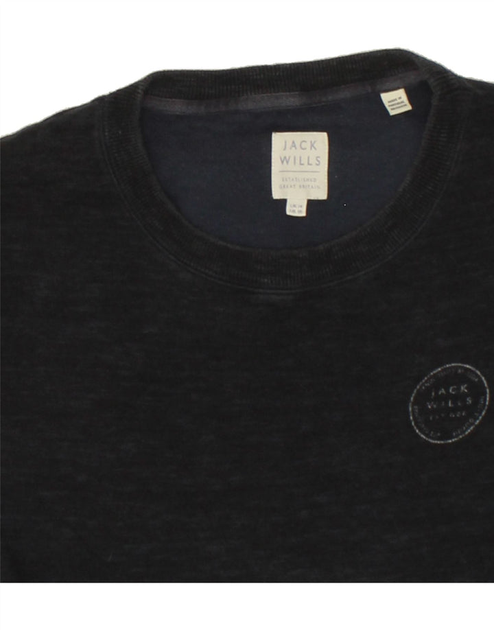 JACK WILLS Womens Sweatshirt Jumper UK 14 Large  Navy Blue Cotton Vintage Jack Wills and Second-Hand Jack Wills from Messina Hembry 