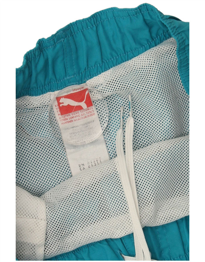 PUMA Mens Graphic Swimming Shorts Small  Turquoise Polyester