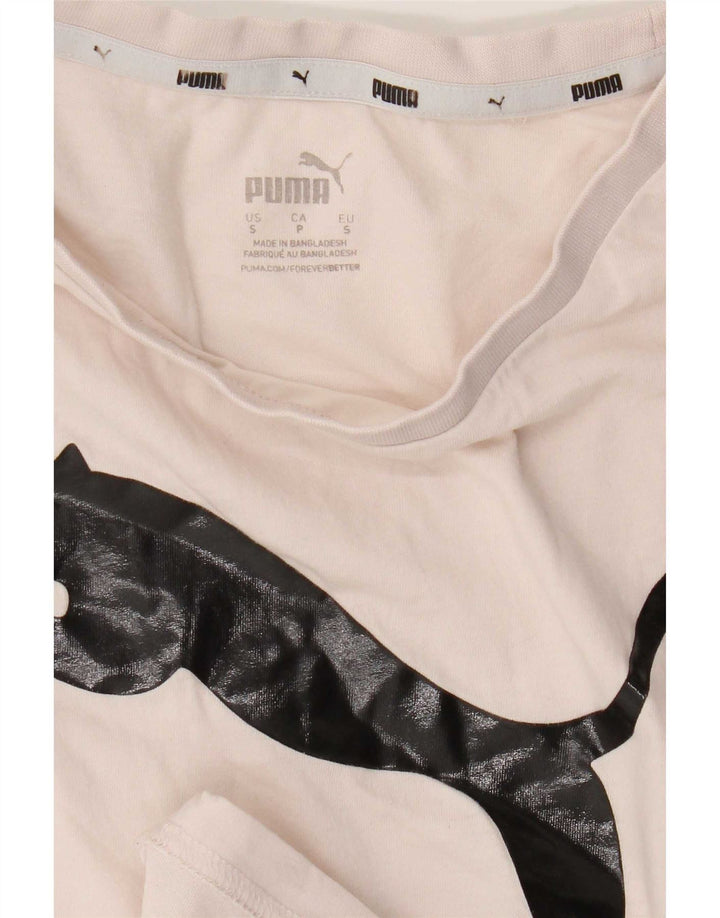 Puma Dame Oversized grafisk T-shirt Top UK 10 Small Beige