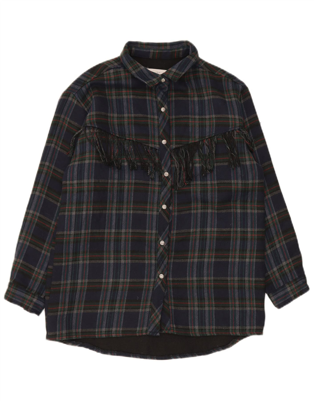 Zara Boys Overshirt Flanellskjorte 13-14 år Marineblå ternet polyester